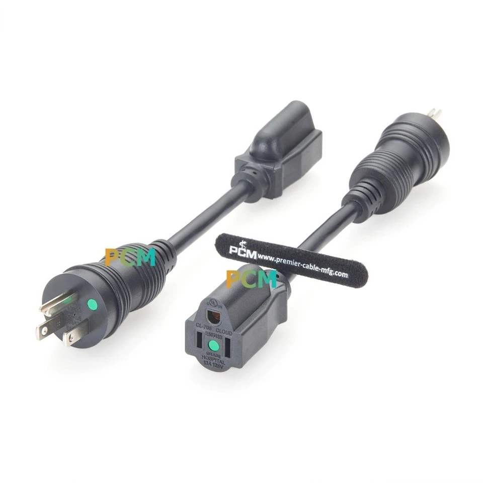 Hospital Grade 5-15P To 5-15R Extension Cord factory