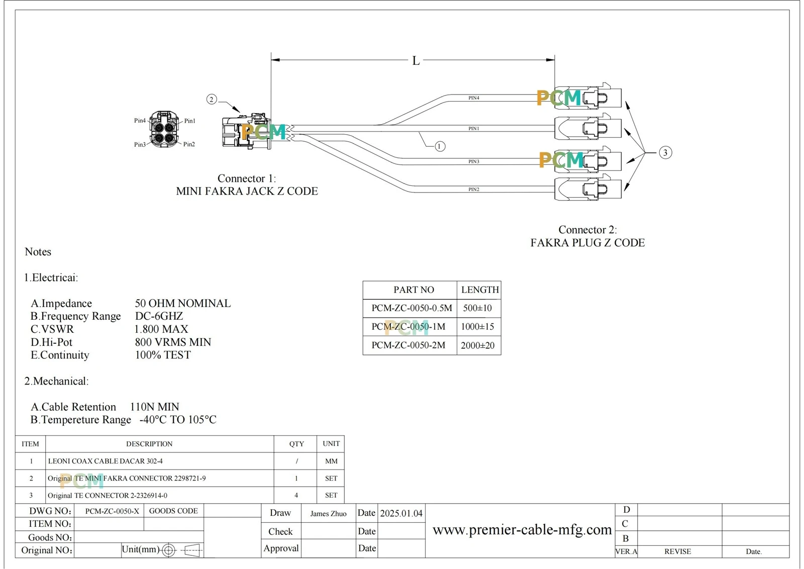 ZCL016-050-X 05M 1M 2M Model 100