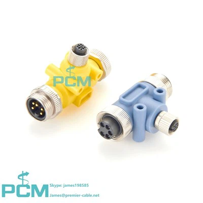 מערכת אוטובוס T-Connector Devicenet M12 A-Code ל- 7/8 "-16 מפיץ מקביל לא מקביל